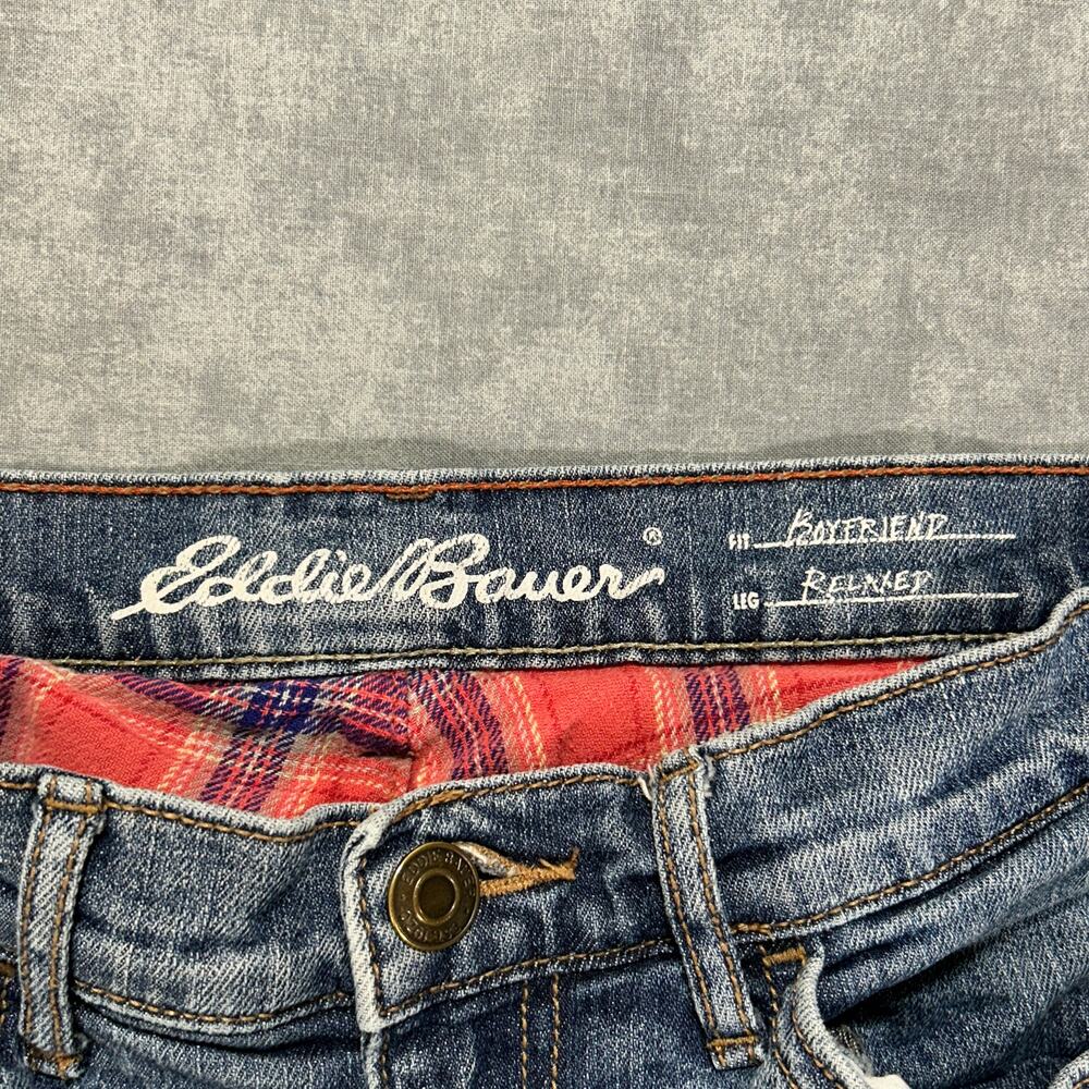 Eddie Bauer Boyfriend Relaxed fit plaid lined outdoors casual jeans womens 2 - Picture 4 of 9